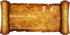 Békássi Alex névjegykártya